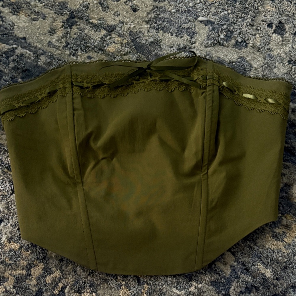 PacSun Beverly and beck Olive Green Strapless Corset Top